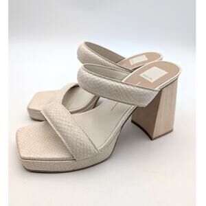 Dolce Vita Atlas Block Heel Slide Sandal Open Toe Women's Ivory Size US10 EU40.5